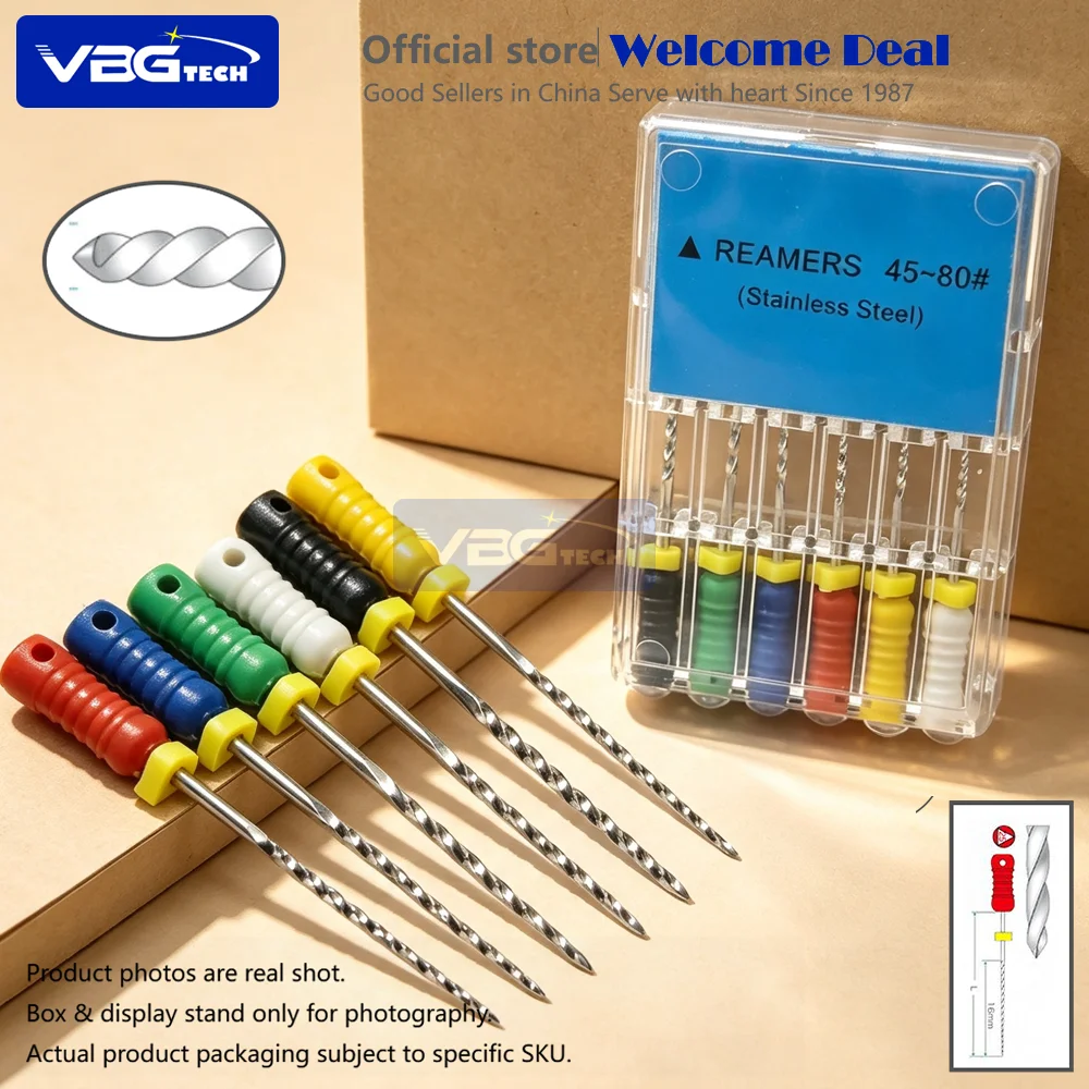 6pcs/kit Dental Reamers Files Root Canal Dentist Materials Hand Use Stainless Steel R Files 21mm/25MM/31MM Dentaire Useful Lab
