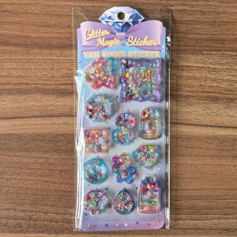 

4Piece Set Glitter Magic Sticker Set Removable Self-Adhesive Decorative Decals Glitter Design Sequin-Filled Magic Sticker