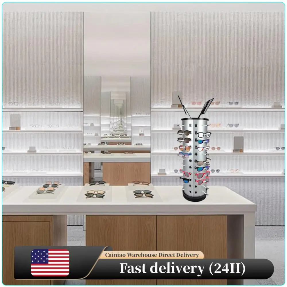 

Вращающаяся на 360 градусов подставка для 44 пар солнцезащитных очков с зеркалом, карусель для коллекции очков, стенд для демонстрации очков