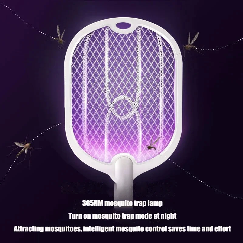 2026New Upgraded 3000V Mosquito Swatter with TYPE-C Charging, 3 in 1 Electric Mosquito Swatter, Mosquito Killer Lamp