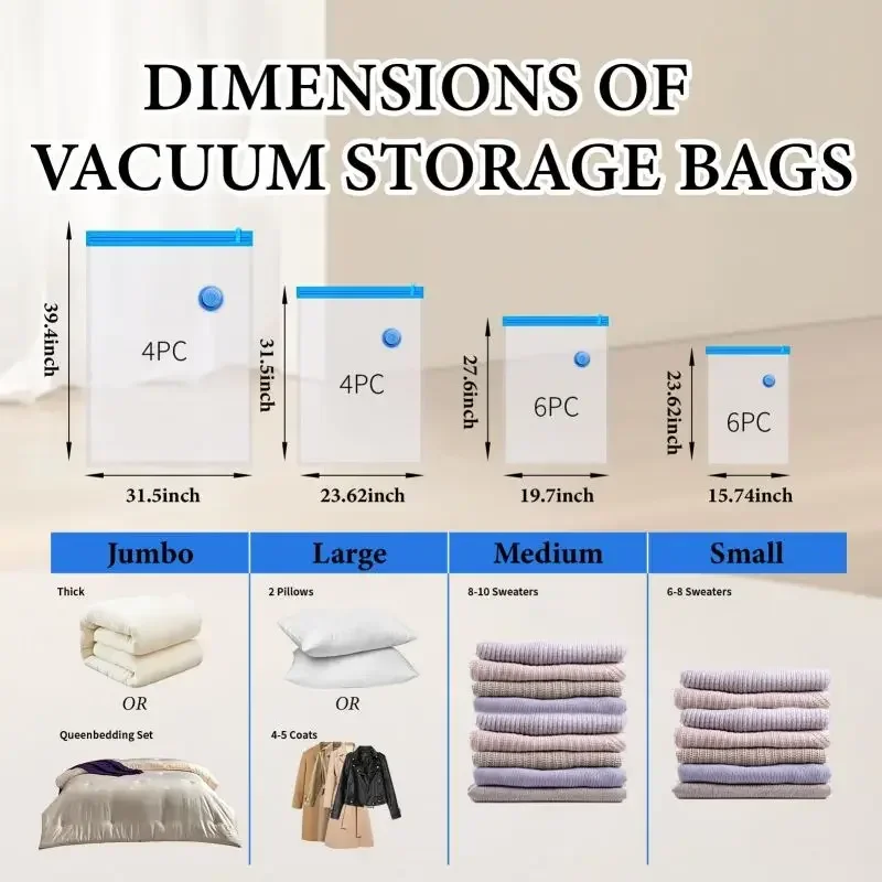 Vacuum Storage Bags For Clothes,Bedding,Space Saving Bags Storage Vacuum Seal Packet,Folding Compressed Organizer Bag gallery 5