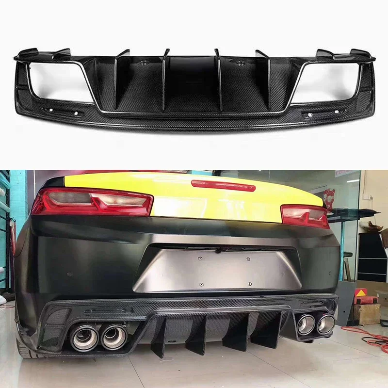 Para Chevy Camaro Bumblebee 6. a generación, difusor de parachoques trasero de coche de fibra de carbono, divisores traseros, alerón, kit de carrocería de labio trasero