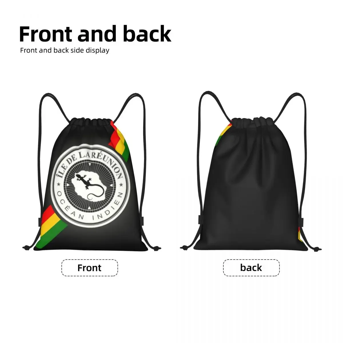 Ile De La Reunion Island Drawstring Backpack Women Men Sport Gym Sackpack Portable Margouillat Beach Shopping Bag Sack