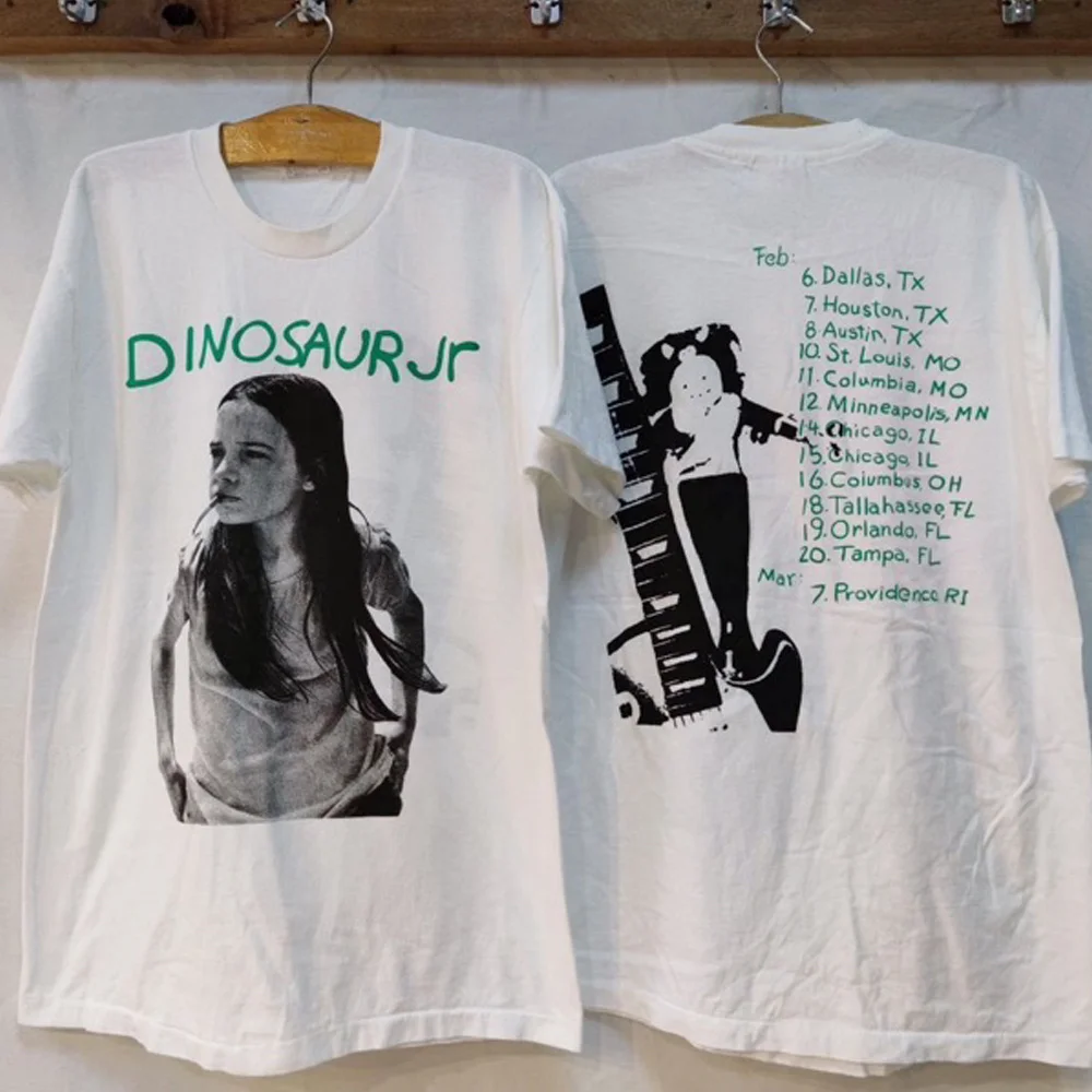 Dinosaur Jr T Shirt Green Mind UK Authentic Rock Vintage Washed Slightly Breathable Versatile Streetwear Homme Soft Comfortable