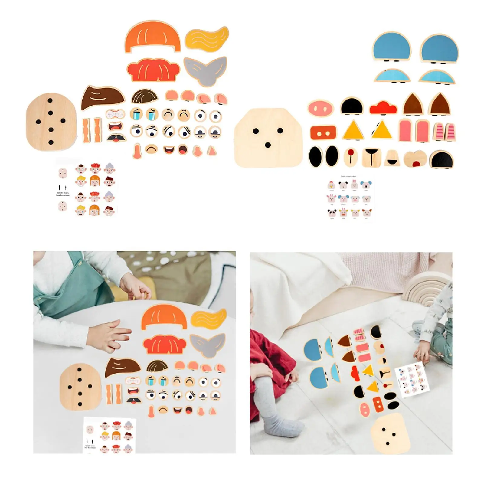 Puzzle z klockami zmieniającymi twarze, zabawka edukacyjna do nauki emocji i interakcji społecznych dla dzieci w wieku przedszkolnym od 3 lat i starszych, zabawa podróżna.