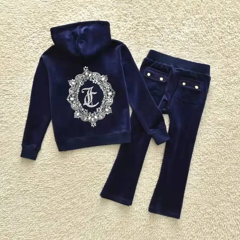 

Girls Velvet Tracksuit Fall/Winter Children’s Sweatshirt and Long Pants Two Piece Set Juicy Girls Clothing Set