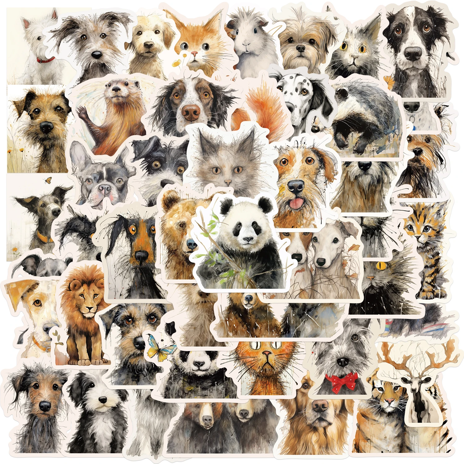 50pcs Hairy Animals Graffiti Stickers For Laptop Water Bottle Luggage Notebook Waterproof Graffiti Vinyl Decals Cute Cartoon Toy