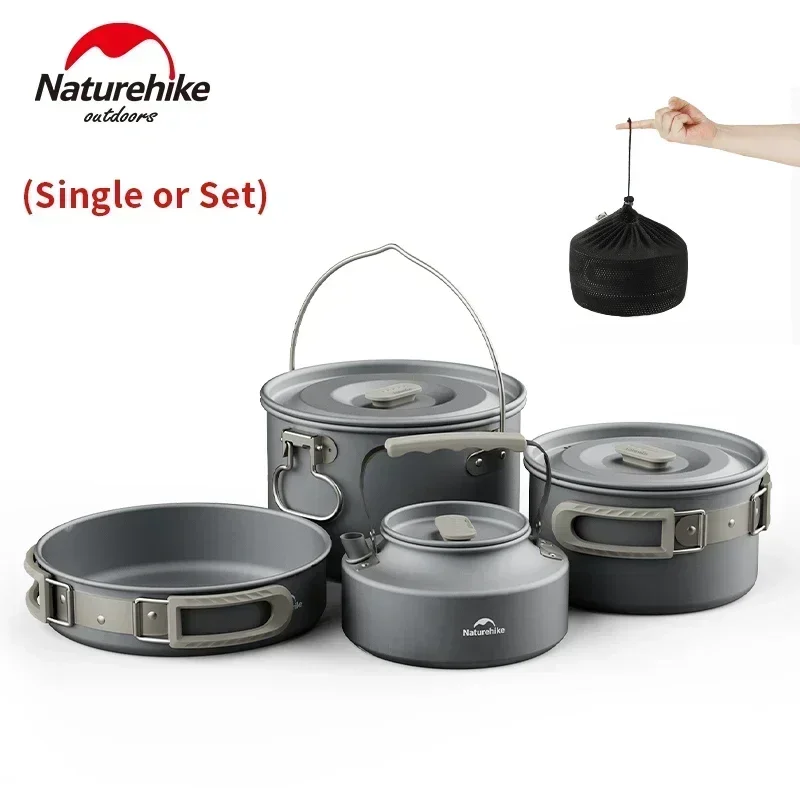 

Naturehike Lightweight Tableware Pot Frying Pan Kettle Folding Handle Portable Camping Outdoor Cookware Picnic Aluminum Alloy