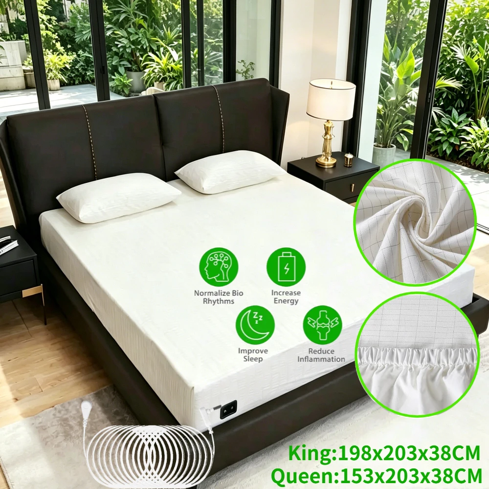 Grounding Fitted Sheets 10% Silver Fiber Bed Sheet Conductive Bedsheet Anti-ESD Release Pressure Improve Sleep Keep Health ﻿