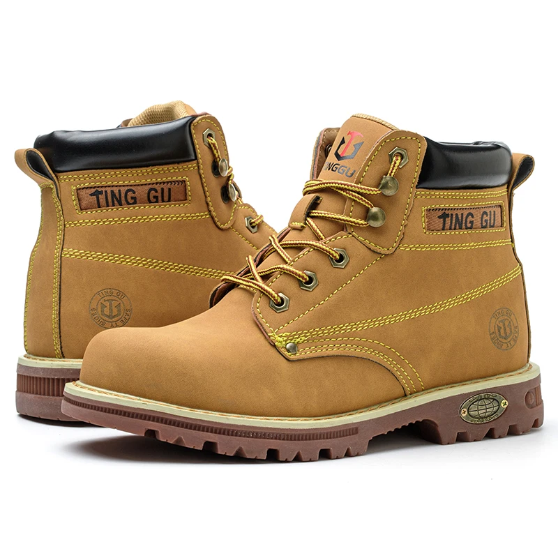 Safety shoes men for work Waterproof Non-slip Sneakers Warm Boots Outdoor Male Hiking Boots Rubber Wear-resistant Work Shoes