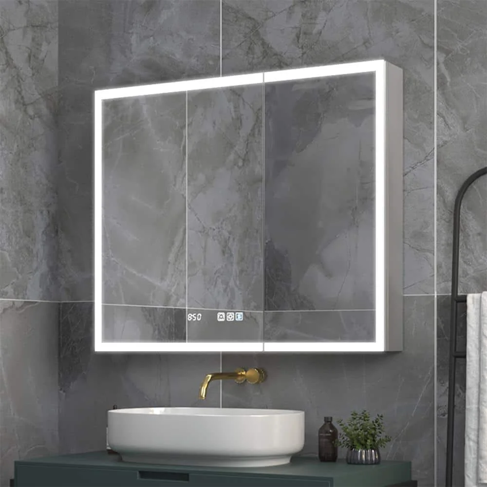 

Modern Fashion Wide Mirror Medicine Cabinet Smart Bathroom Mirror Cabinet With Led Light