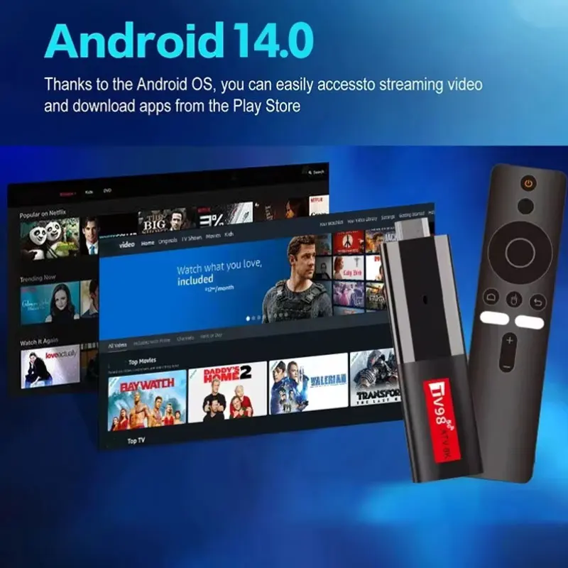 TV98 ATV 8K Smart TV Stick Android 14 H618 2.4G 5G Wifi Support OTA Media Player TV Receiver BT5.0 2GB 16GB Voice Remote TV Box