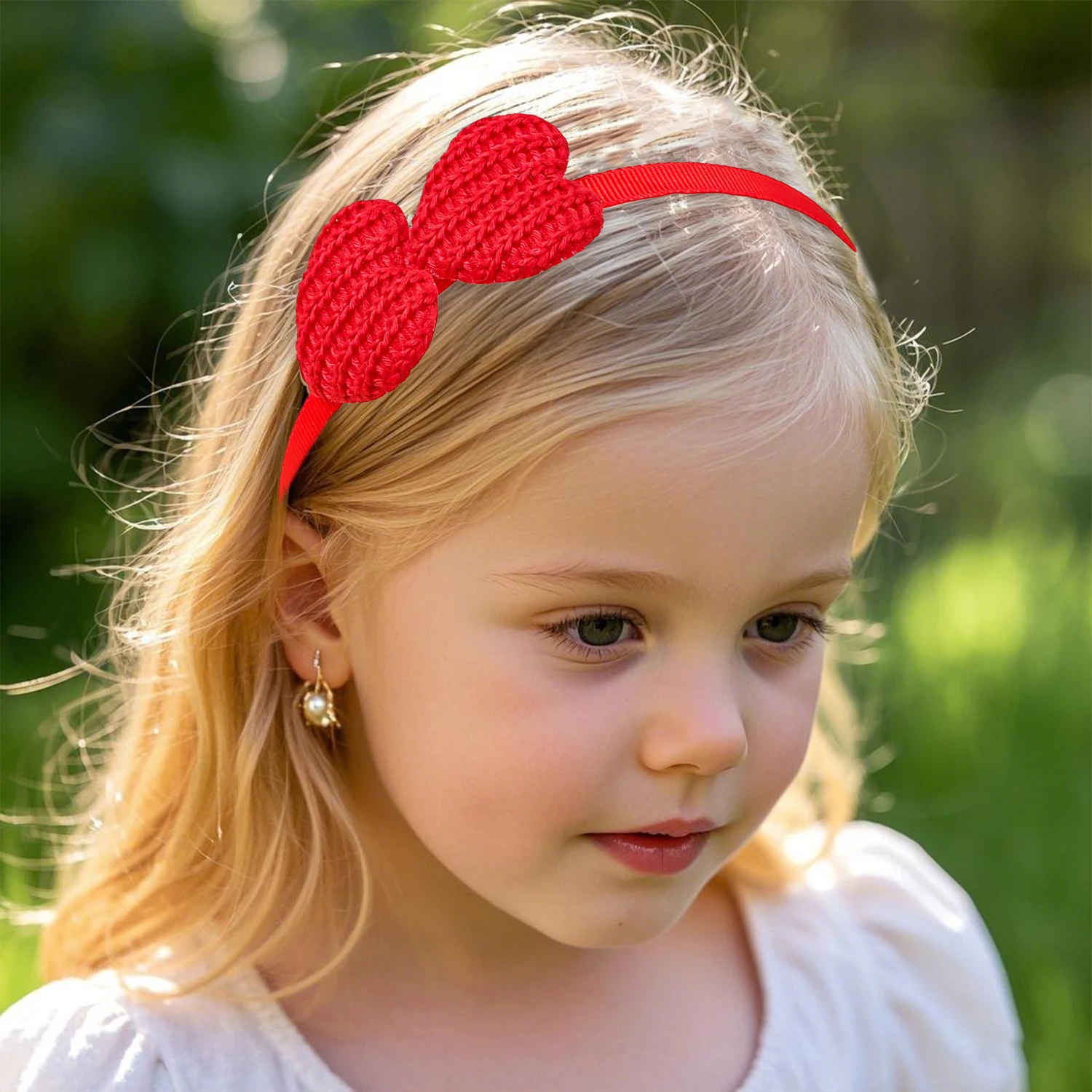 6pcs Cute Heart Headbands for Girls Fabric Heart Headbands Kids Children Plastic Teeth Hairbands Girls Party Hair Accessories view 5