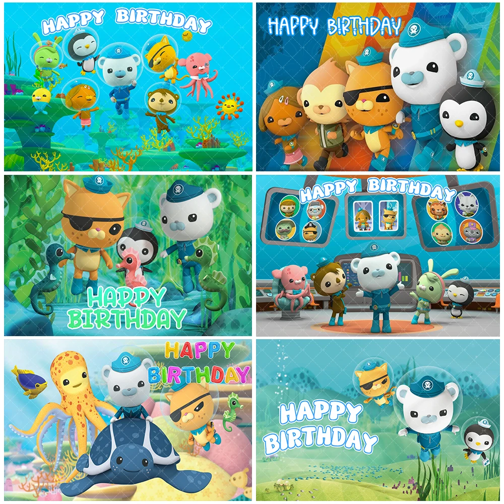 

Kids Favor Cartoon O-Octonauts Backdrop Underwater World Children Birthday Party Decorations Cute Animals Baby Shower Supplies