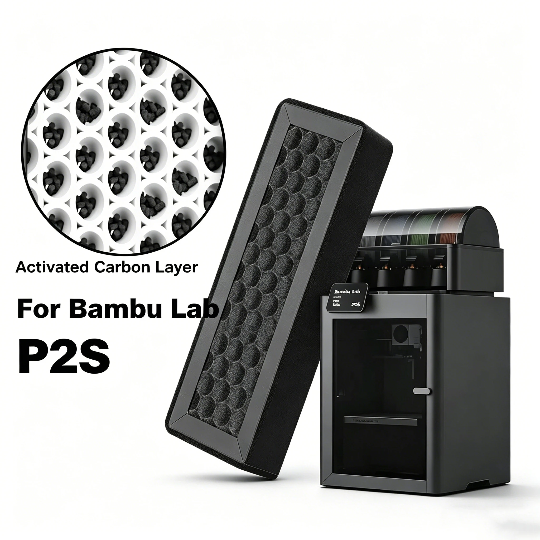 Aktivkohlefilter für den Bambu Lab P2S 3D-Drucker – Luftfilter zur Geruchs- und VOC-Entfernung für Bambulab P2S 3D-Druckerzubehör