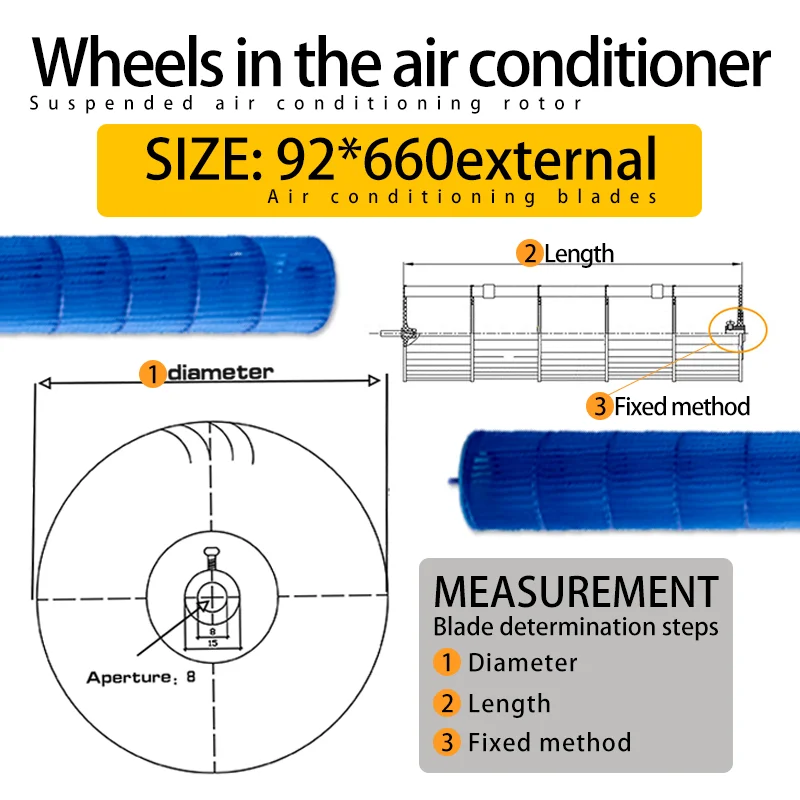 Hanging air conditioner rotor air conditioner blade room rotor through flow fan blade fan blade92*660out