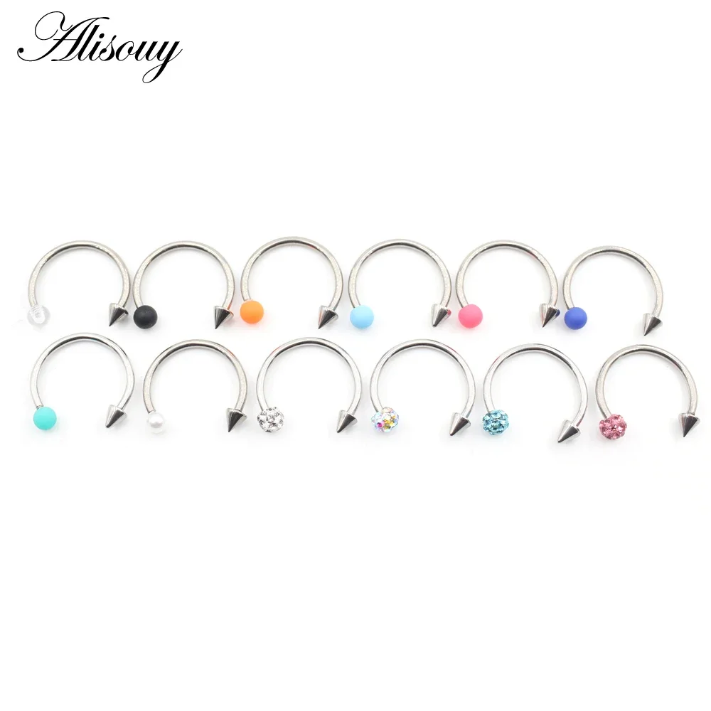 Alisouy 1PC Surgical Steel Nose Ring Hoop Septum Rings C-Shaped Nasal Pin Studs Bone Tragus Cartilage Body Piercing Jewelry