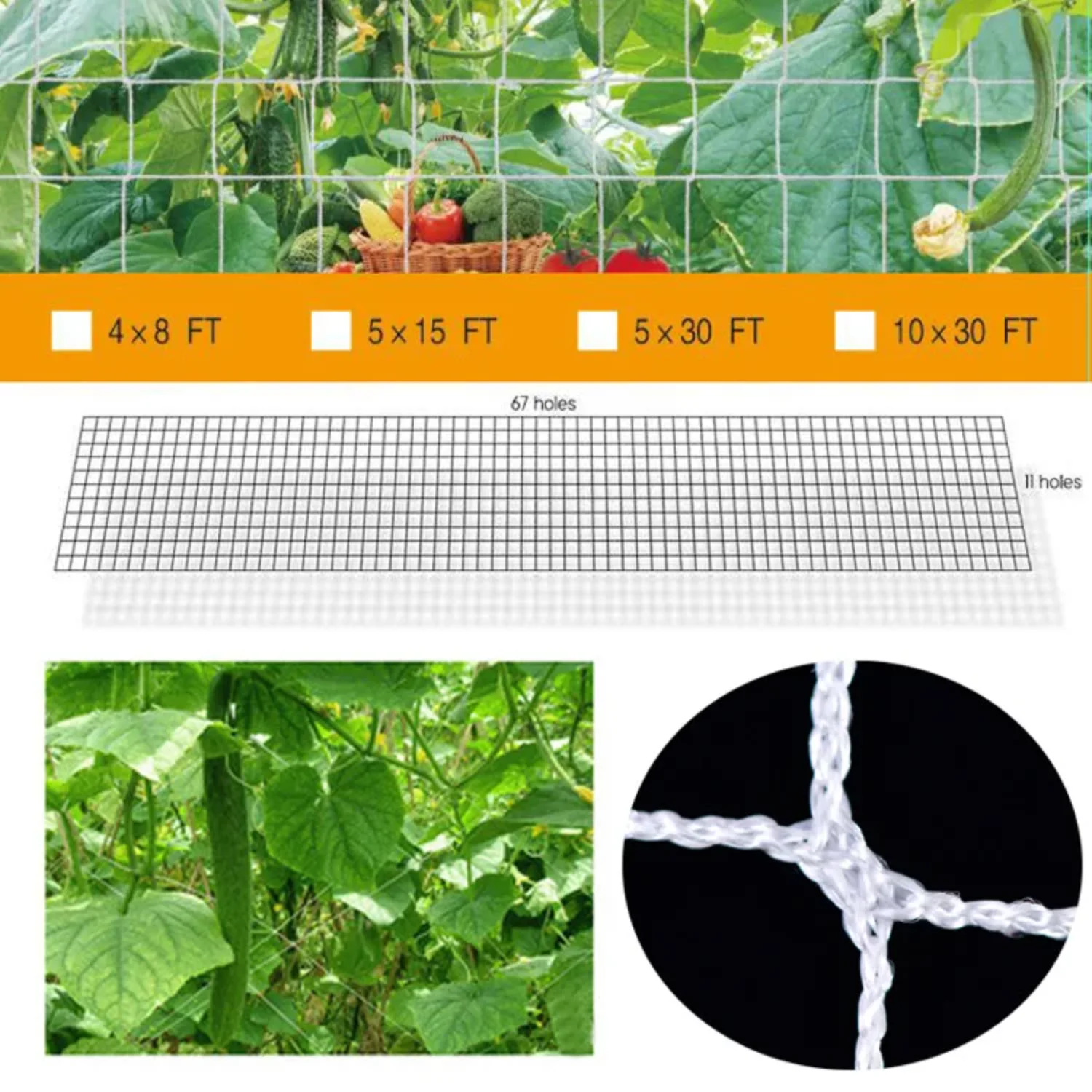 Garden Plants Climbing Net Polyester Net Morning Glory Flower Vine Netting Support Net Grow Net Holder Trellis Netting Multi Use