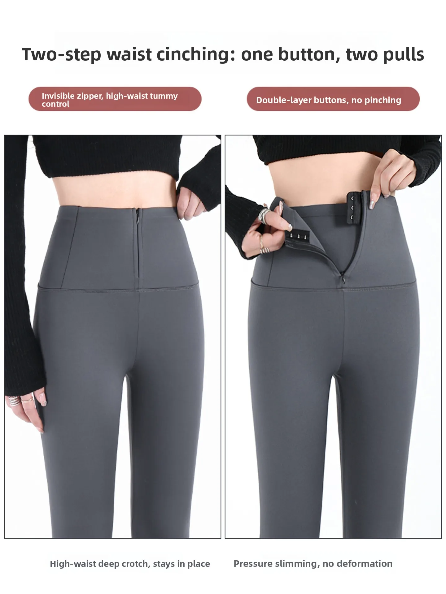 Pantaloni da yoga a vita alta Thiened Fce in pelle di arca Pantaloni da donna autunno inverno dimagranti con strato di base stretto Sollevamento del sedere Addome S...