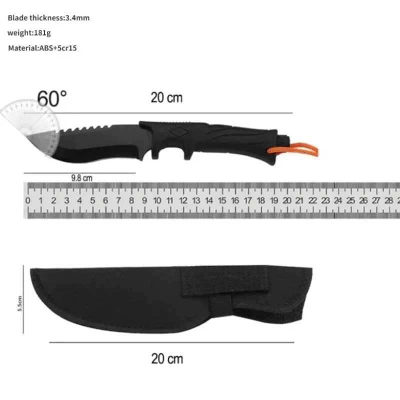 Outdoor Camping Tactical Straight Knife, Portable Outdoor Tool Knife, EDC Gear, High Hardness Self-Defense Survival Knife