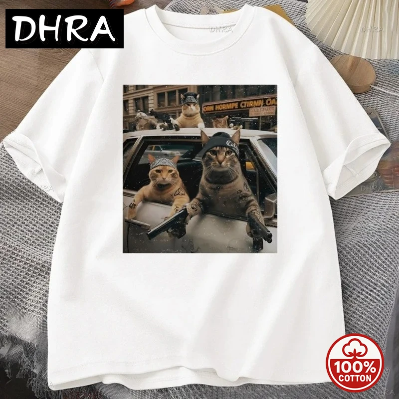 

Funny Cat Gang fashion T-Shirt Meme Cat Graphic Tee Joke T Shirt Cool Casual Cotton Short Sleeve Tshirt Men's Clothing Tops