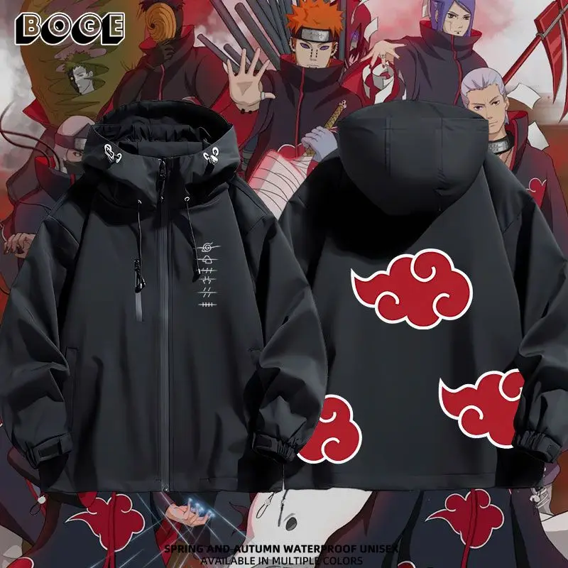 Naruto Akatsuki anime dibujos animados lindo rompevientos estilo anime para niños y niñas parejas primavera y otoño chaqueta con capucha regalo
