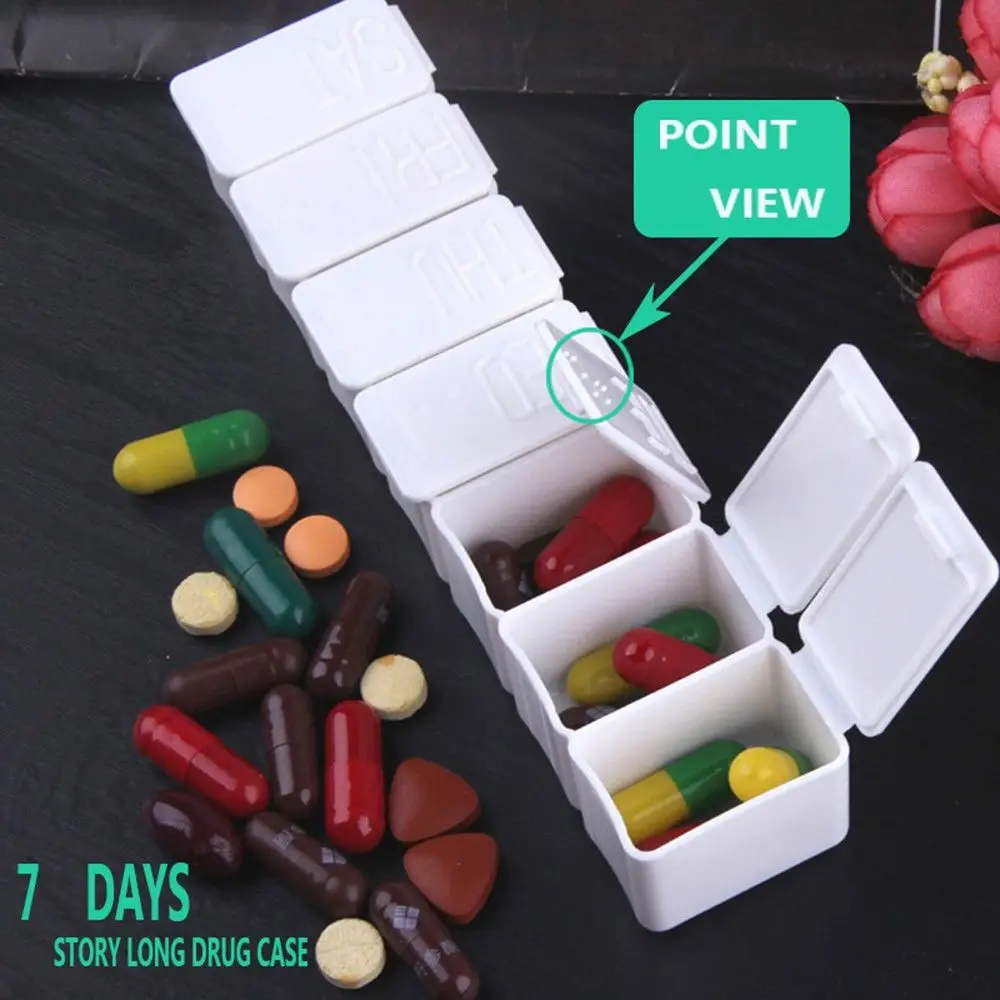 Promotion Pill Case Tablet Case Container Organizer 7 Day Weekly Medicine Pill Storage Box Braille Medication Organizer