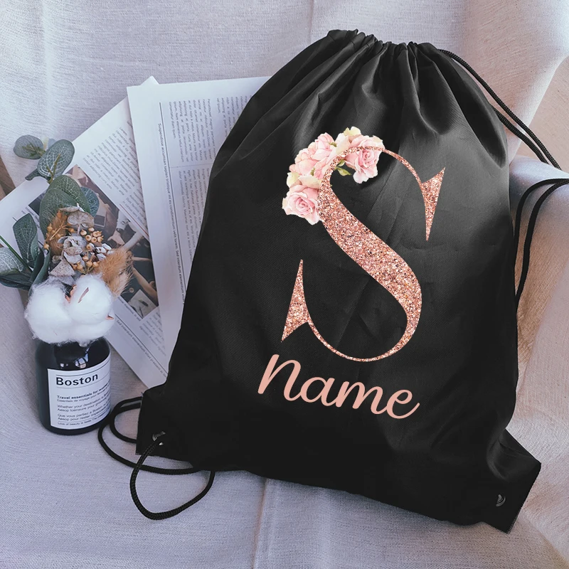 

Custom Name Drawstring Backpack Waterproof Foldable Gym Bag Lightweight Fitness Backpack Drawstring Camping Women Sports Bags