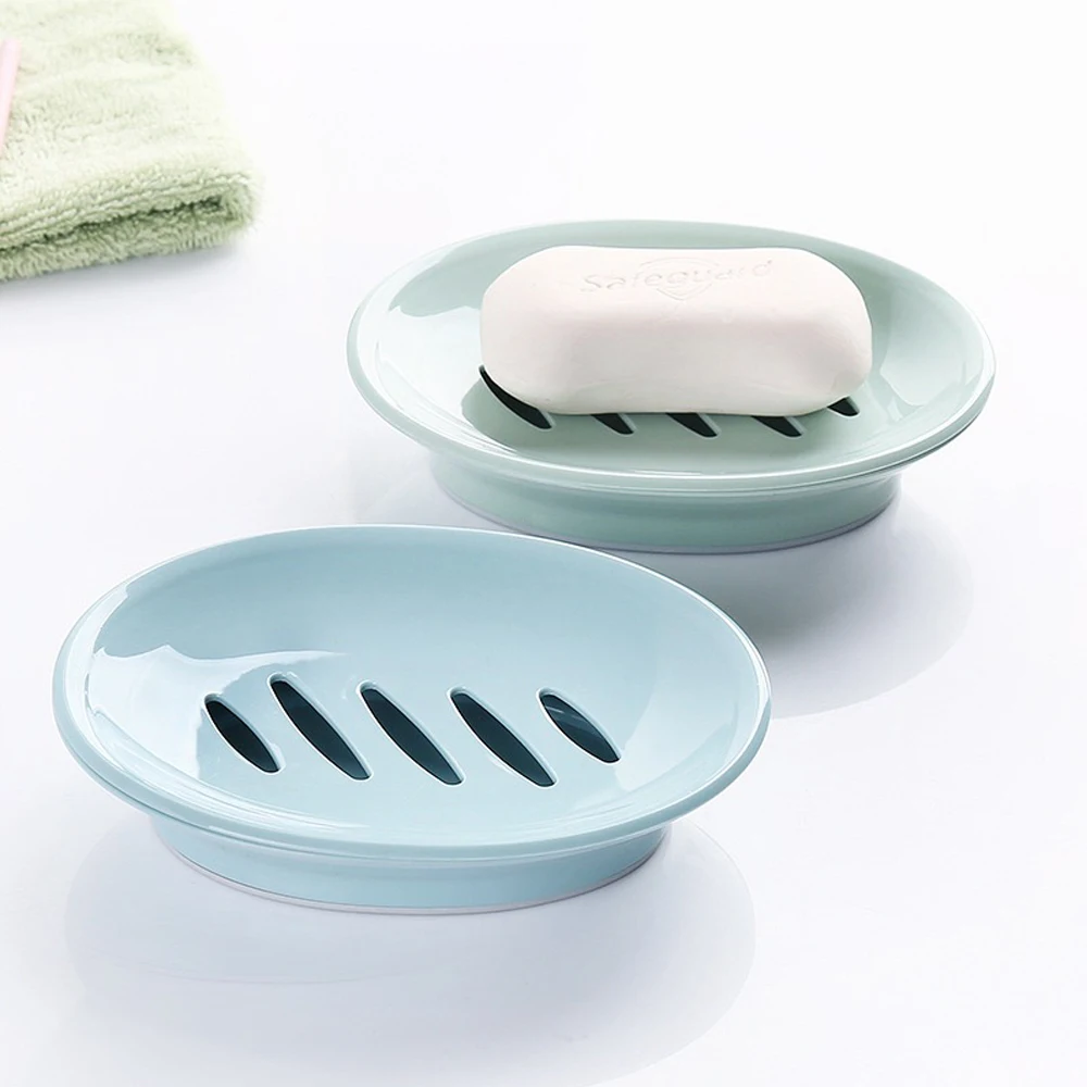 European oval soap box, toilet plastic, simple double compartment draining bathroom, face washing soap box
