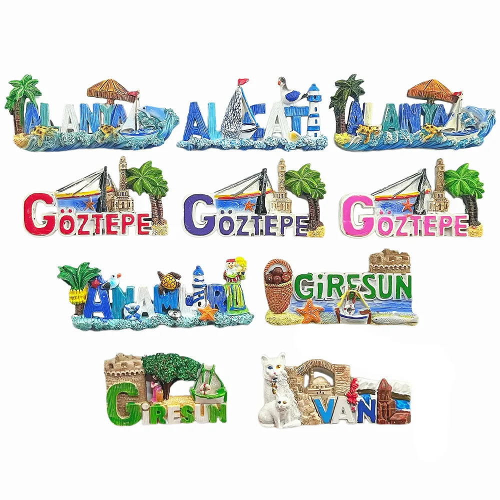 Turkey Göztepe & Giresun Combo 3D Fridge Magnet Set, Resin Black Sea & Aegean Coastal Souvenir, Gift & Collectible