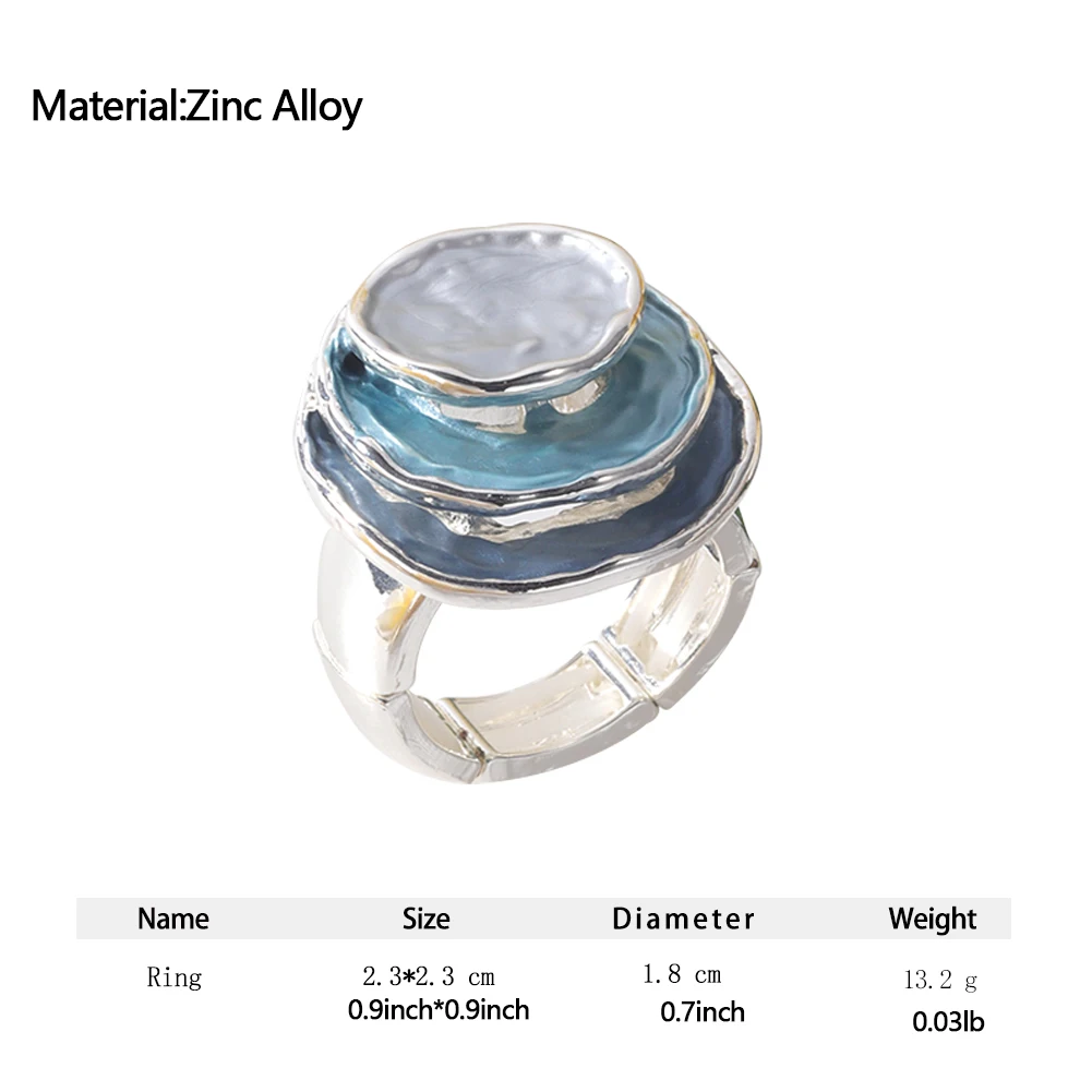 Fashion Multicolour 3 Layer Round Rings for Women Accessories New Trendy Elastic Adjustable Silver Color Ring Party Jewelry Gift