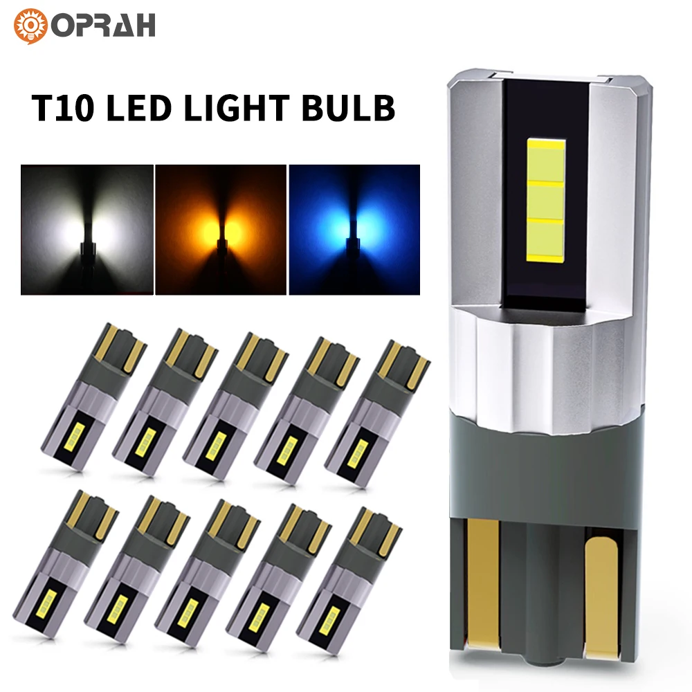 

Oprah 10pcs W5W LED T10 Car Lights Canbus No Error CSP 1860SMD For Interior Dome Reading Bulb Side Parking Signal Lamp 12V White