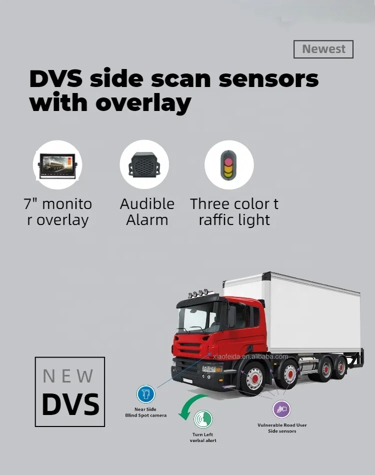 24v Vehicle Corner Scan Ultrasonic Parking Sensor With Commercial Vehicle White Noise Reverse Horn