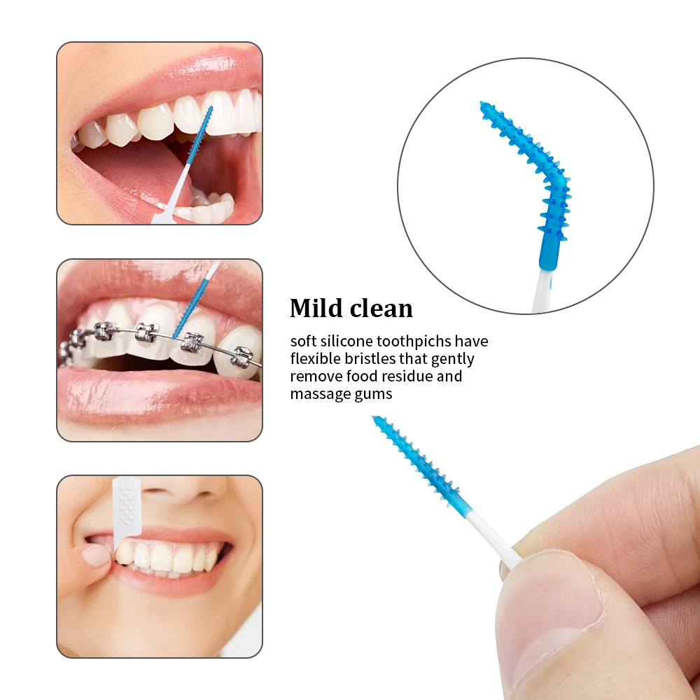 200 stücke Silikon Inter dental bürsten Zahn zahnstocher Bürste zwischen Zahnbürste mit Faden Zahnseide Mundhygiene werkzeuge neu