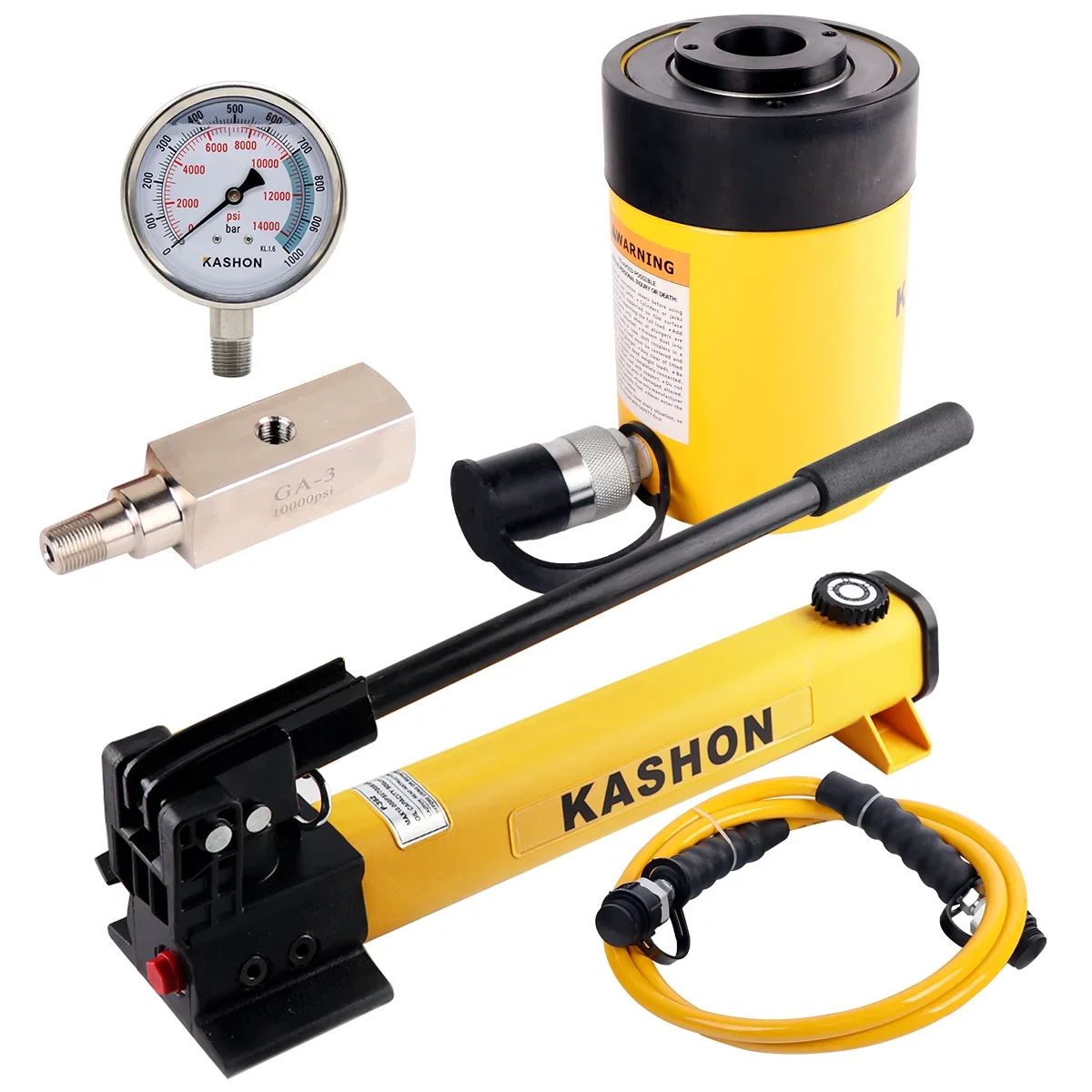 

Комплектный набор: Гидравлический цилиндр одностороннего действия RCH-302 с центральным отверстием, грузоподъемность 30 тонн, с ручным насосом