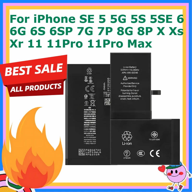 

Mobile Phone Battery For iPhone SE 5 5G 5S 5SE 6 6G 6S 6SP 7G 7P 8G 8P X Xs Xr 11 11Pro 11Pro Max With Tools