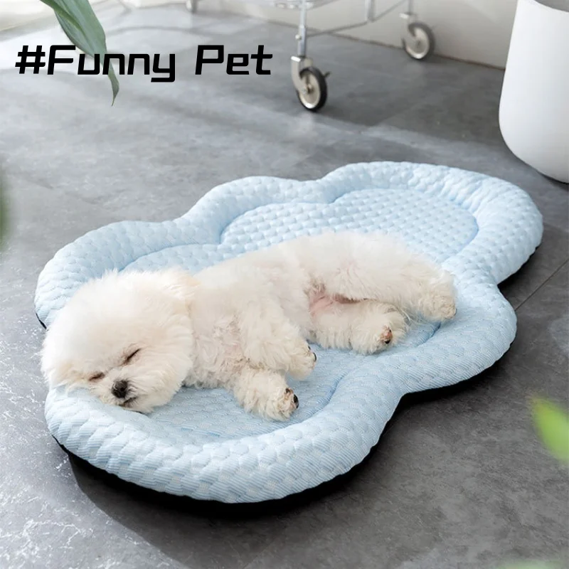 Solid Color dog's beds in four season 3D cooling breathable Bean comfortable cotton Pet's Bed Poly cloud cotton ice silk Feeling