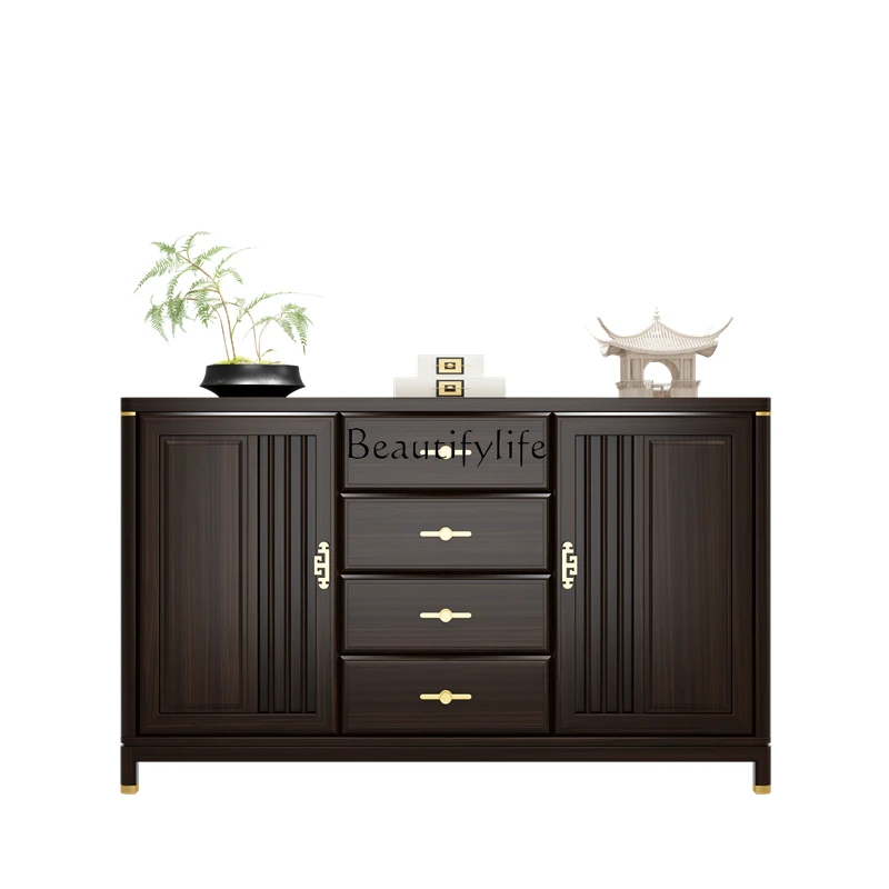 

New Chinese side cabinet ebony solid wood living room locker household