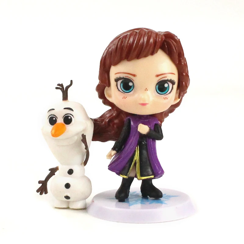 4 قطعة/المجموعة المجمدة 2 Q نسخة الأميرة إلسا آنا أولاف النار السحلية البلاستيكية لعبة مجسمة للأطفال فتاة عيد الميلاد هدية عيد الميلاد كعكة ديكور