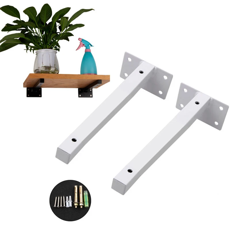 

2PCS White Square Pipe Triangle Bracket Shelf Support Adjustable Shelf Holder Wall Mount Bench Table Tripod Bracket 4“-20” Inc