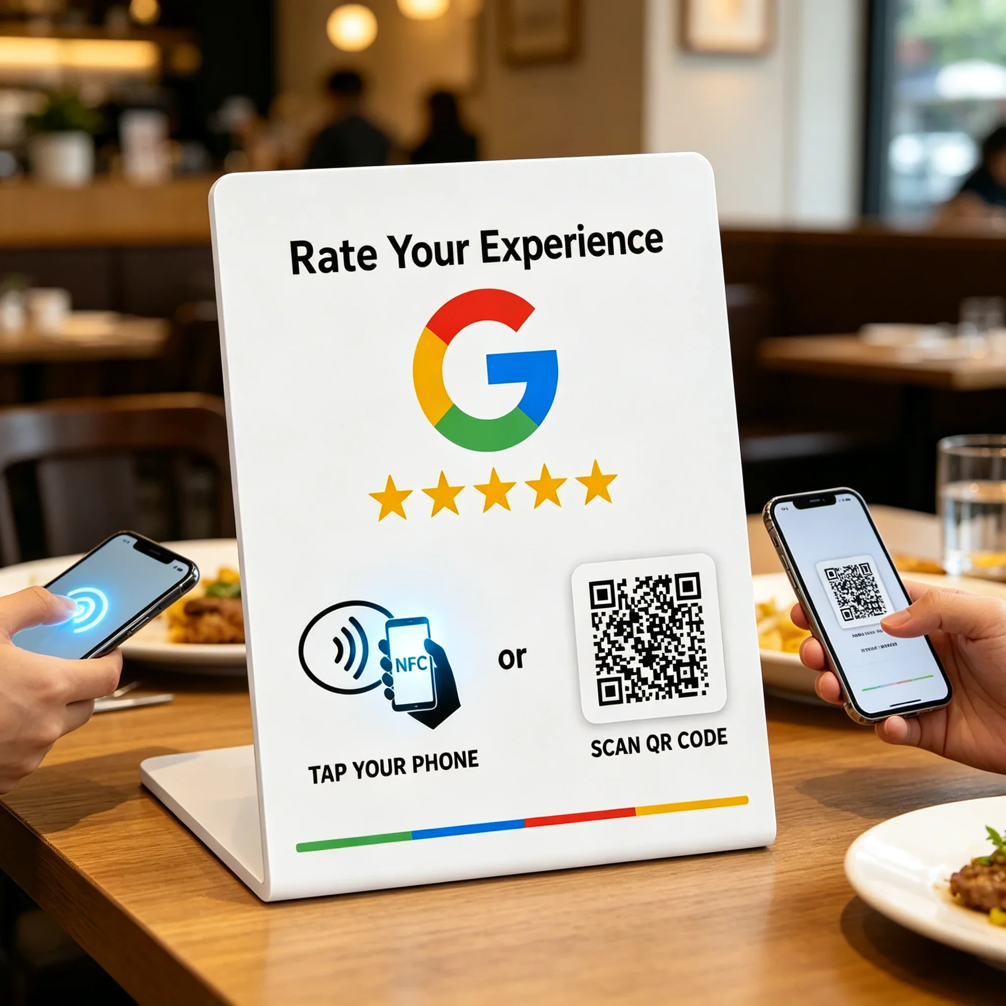 NTAG215 13.56MHz Programmable NFC Google Review Card Five Star Rating Social Media Marketing Tap to Review