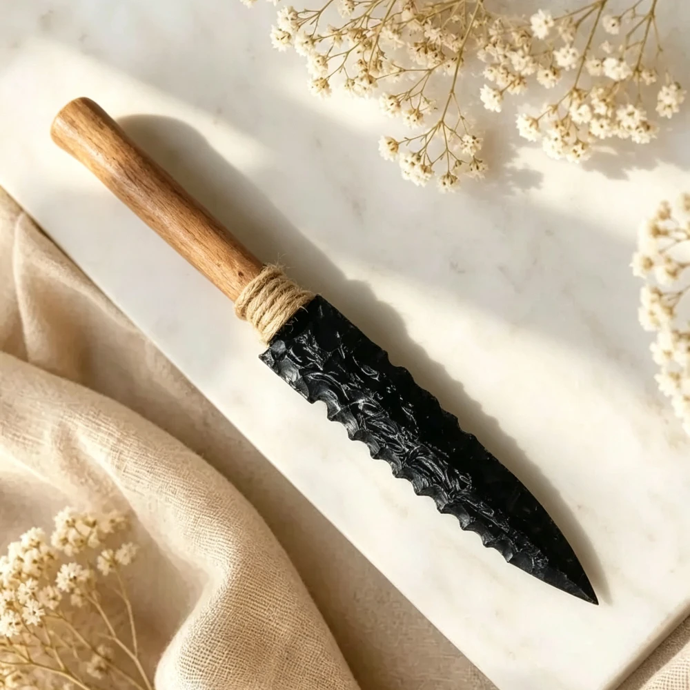 Natural Obsidian Knife Ornament, Hand-Carved Crystal Knife, Mineral Specimen, Home Decor, Holiday Gifts, Collection