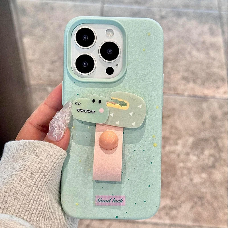 Korean Cute 3D Dog Cat Rabbit Finger Ring Support Phone Case For iPhone 16 15 14 13 11 12 Pro Max Plus X XS Holder Stand Cover image 5