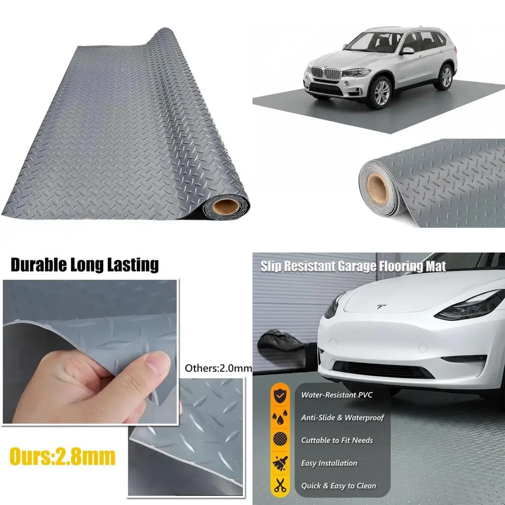 

Утолщенный ПВХ-коврик для пола гаража - сверхпрочный водонепроницаемый противоскользящий защитный коврик для автомобилей, прицепов, внедорожников, подвалов и спортзалов (серый) 5