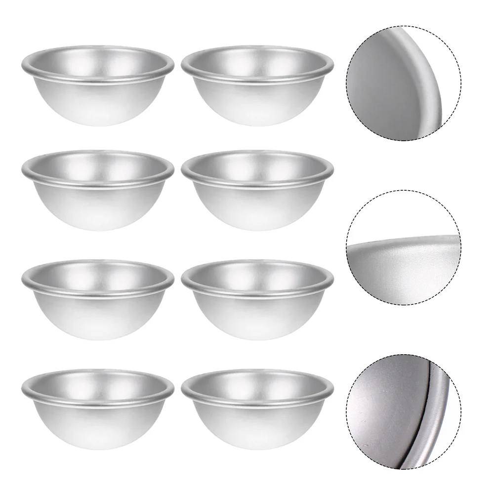 10 Pcs Gummy Molds Bath Salt Semi-sphere Self Made Cake Semicircular Aluminium Moulds Silver DIY Baking