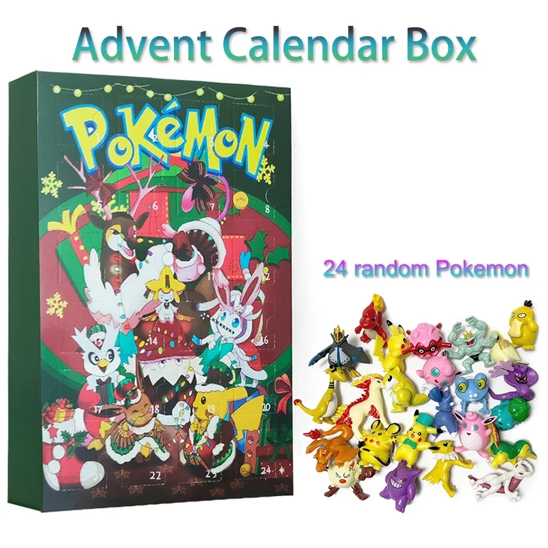 Pokemon Advent Calendar Box Random 24pcs Pikachu Charizard Anime Action Figures Model Dolls Christmas Halloween Kids Toys Gift