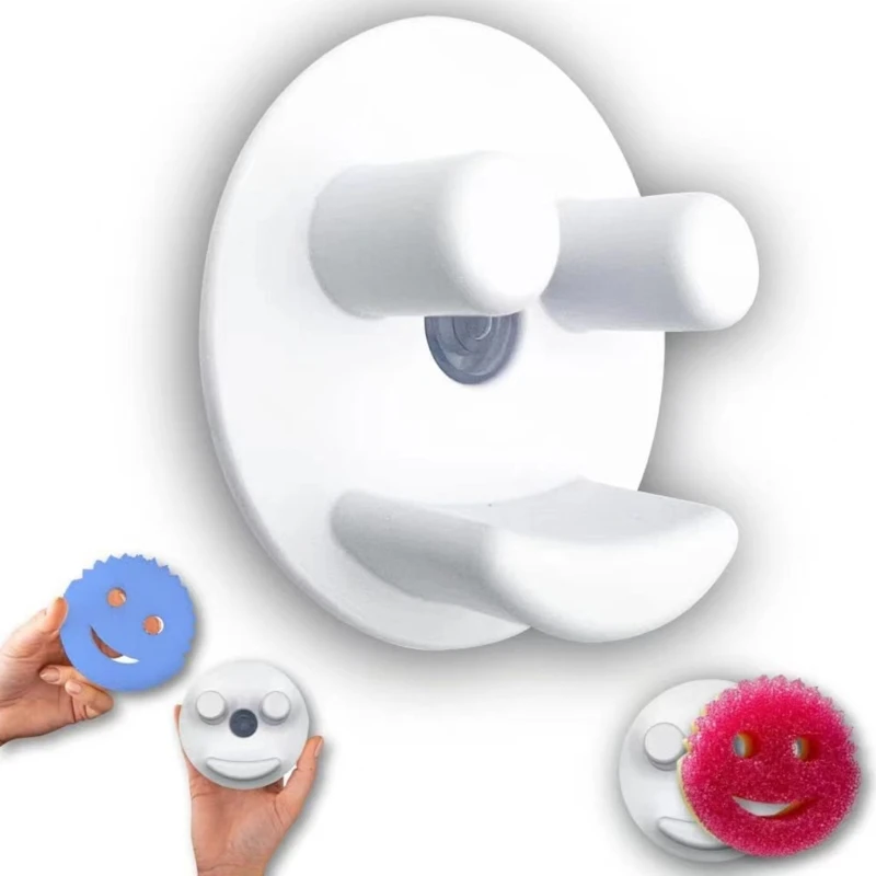 Smiling Face Sponge Holder Suction Cup Installation Holding Smile Sponges Sponge Organizer for Bathroom Kitchen Silk