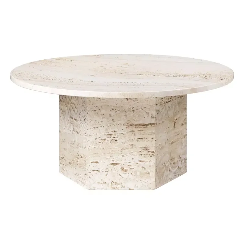 One MOQ Custom Travertine Table Marble Dining Table Travertine Marble Slab Stone for Coffee Shops and Modern Living Spaces