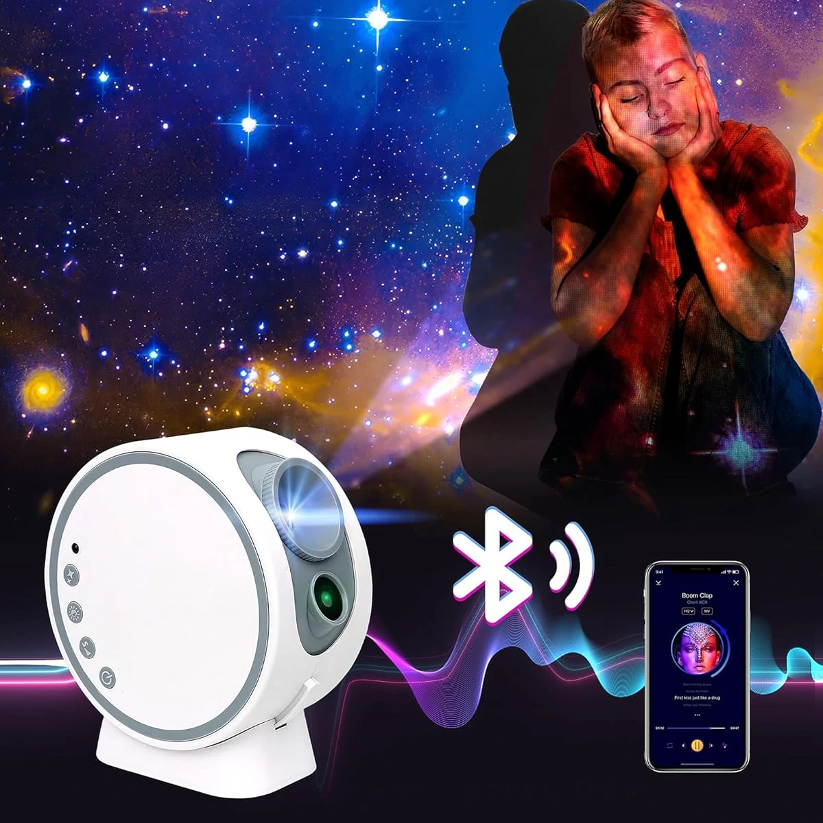 Imagem -03 - Projetor Led Night Light para Crianças Projetor Galaxy Star Sky Controle Remoto Ruído Branco Alto-falante Bluetooth Aurora Presentes