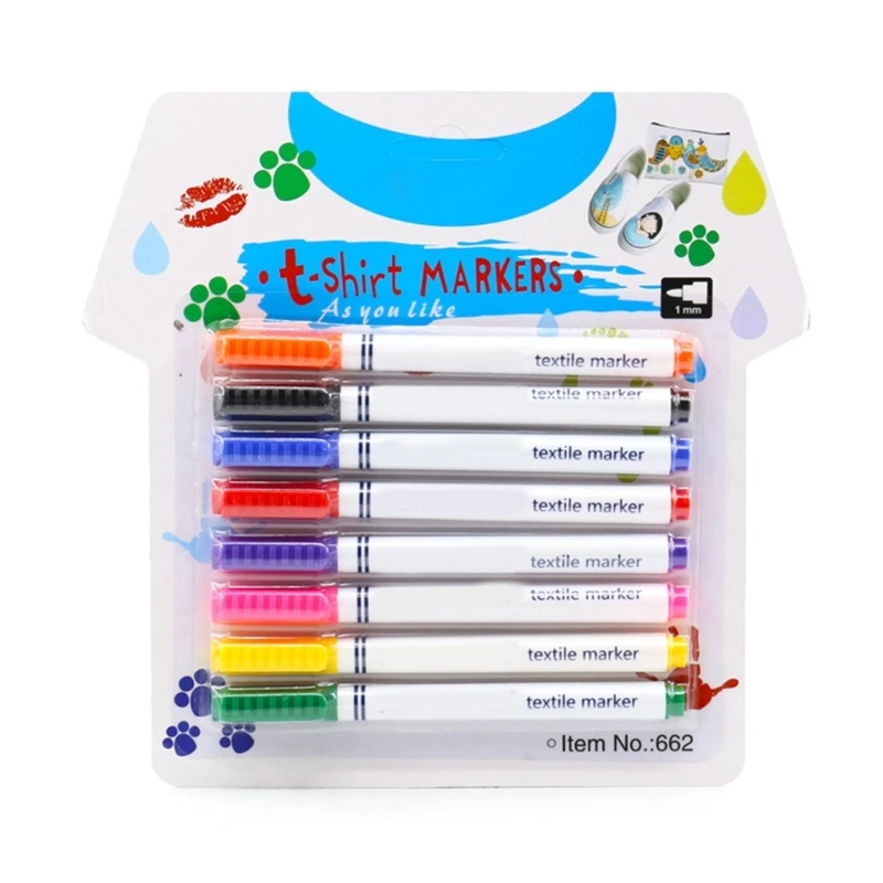 

Fabric Marker,8Color Textile Marker,No Bleed Fabric Pen Vivid-Washable T-Shirt Marker for Decorate T-shirt Bibs Textiles